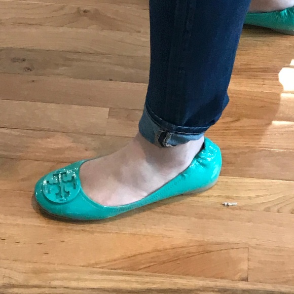 Tory Burch Reva Style Flats in Ocean Green - Picture 2 of 8